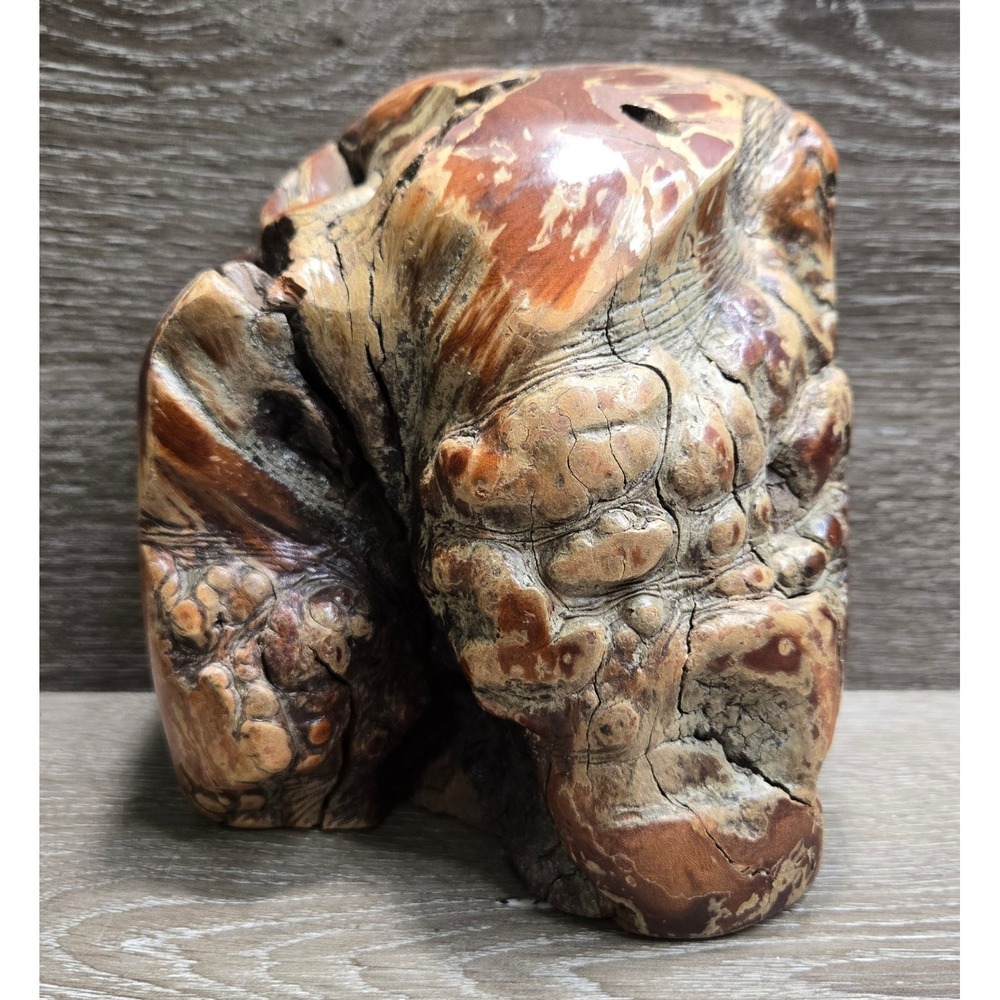 Vintage Carved Burl Wood Bookend Natural Root Knot Rustic Folk Art Library Decor